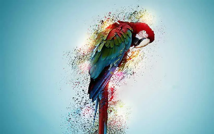 HD Printed Modern Decor Art Wall Decoration oil Paintings Macaw Parrot Bird Tropical Psychedelic Artwork Picture on The Canvas