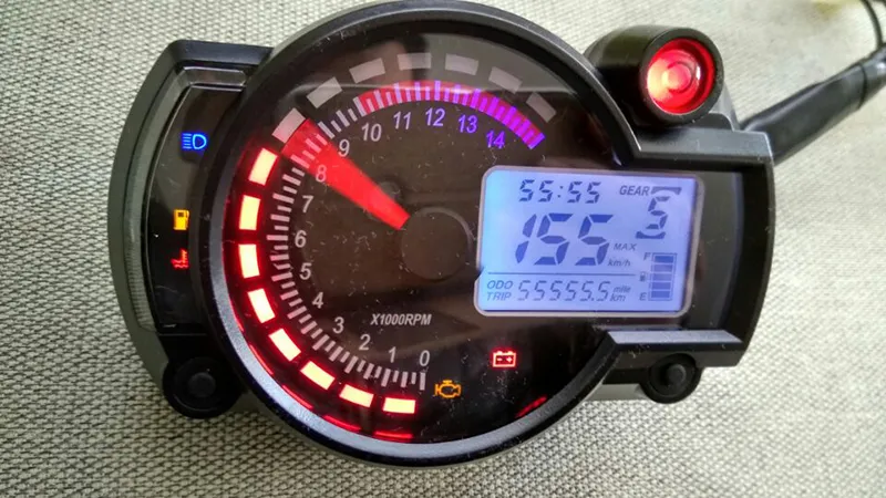 TKOSM KOSO Motorcykel Digital LCD-mätare Speedometer Tachometer Odometer Motorbike Instrument 7 Färgvisning Oljenivåmätare