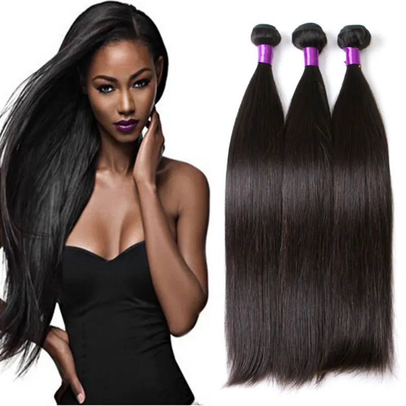 Mink Brazilian Straight Human Virgin Hair Weaves 100g/pc 3pcs/lot Double Wefts Natural Black Color Human Remy Hair Extensions