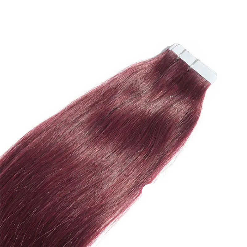 99J BURG TAPE IN Human Vogue Hair Extension 20st / Dubbeldragen brasilianskt mänskligt hår DHL Fast Shipping Tape Hair Extension