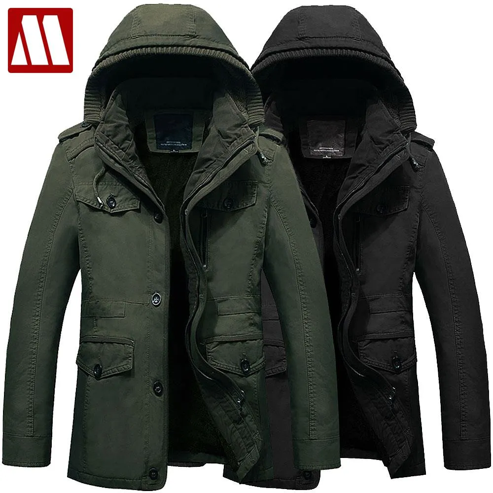 Partihandel - Manteau Homme 2016 Mode Hoody Trench Coat Men Vinter Jacka Fleece Hooded Mens Trench Coats Bomull Hot Selling Plus Storlek 6XL