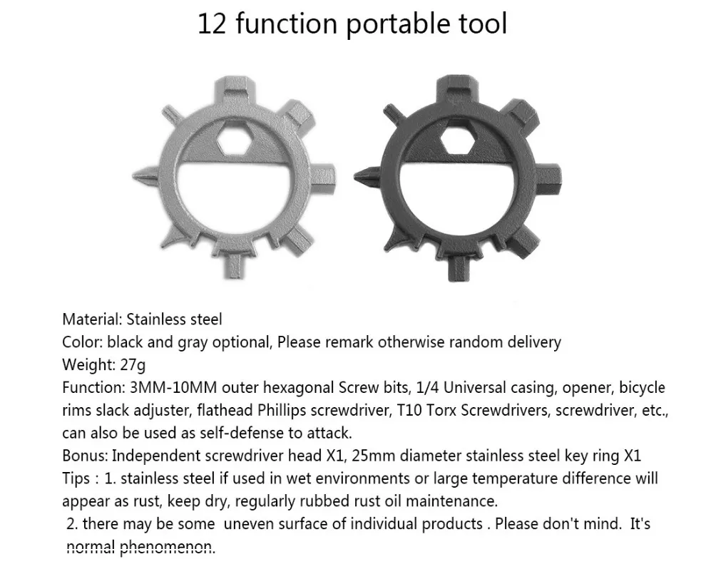 12 Funktioner Multi Tool Skruvmejsel Portabel Cykel Reparation Handverktyg Multitools Skruv Driver Allen Key RingTool