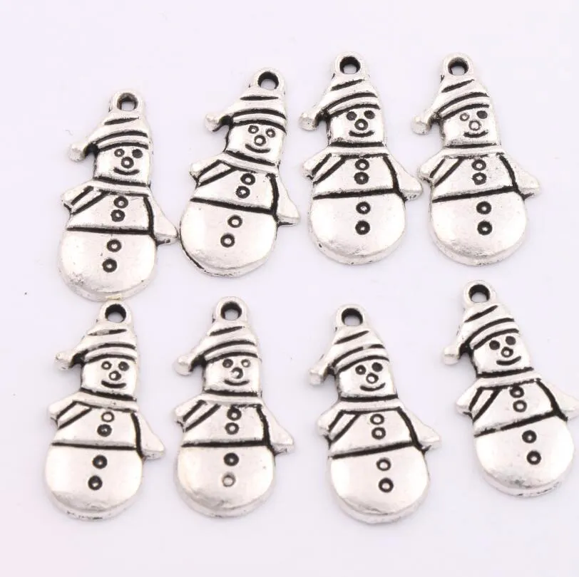 Weihnachtsgeschenke Schneemann Winter Charm Perlen 200 teile/los 12,4x25mm Antik Silber Anhänger Modeschmuck DIY L772