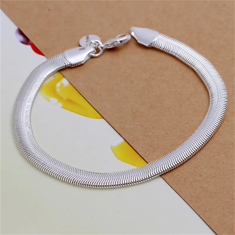 YHAMNI 100% original Jewelry S925 Stamp Solid Silver Bracelet New Trendy 925 Silver Chain Bracelet for Women and Men H1644169882