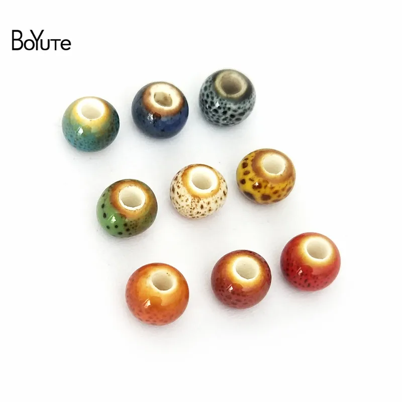 Boyute 100pcs 6mm 수제 세라믹 구슬 도매 도소어 DIY 비즈 쥬얼리 6 색 둥근 모양 구슬