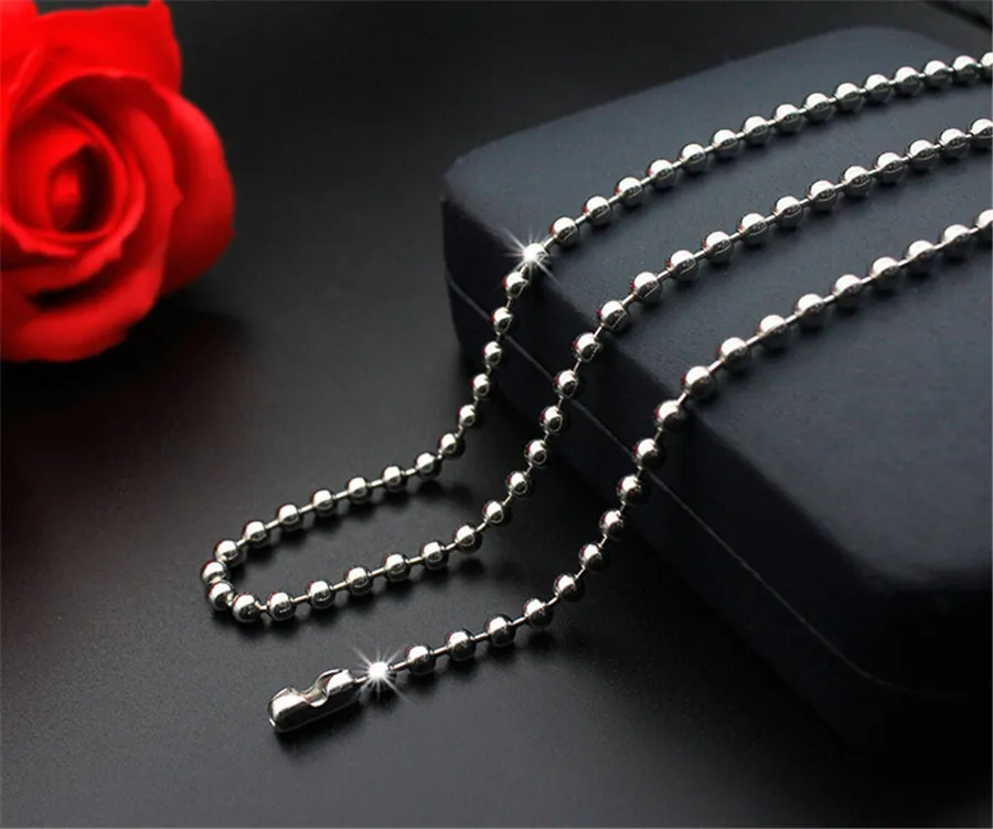 10 stks Chrome kleur 60 cm lengte ronde kralen ketting ketting kettingen roestvrij staal voor diy sieraden maken materialen