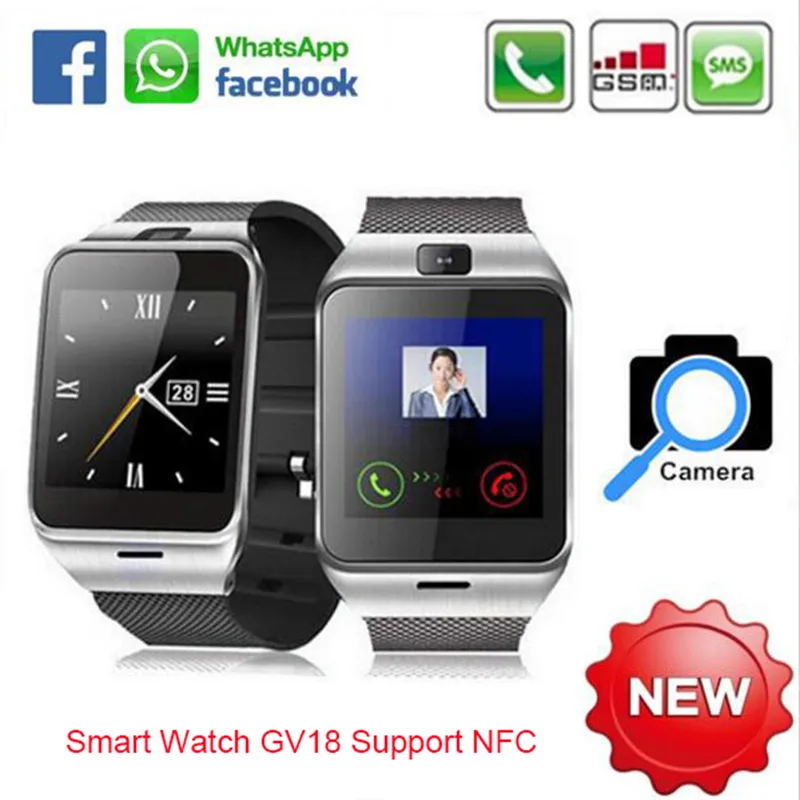 Reloj inteligente GV18 con bluetooth y cámara, reloj de pulsera con bluetooth, tarjeta SIM, reloj inteligente para IOS, teléfono Android, compatible con hebreo