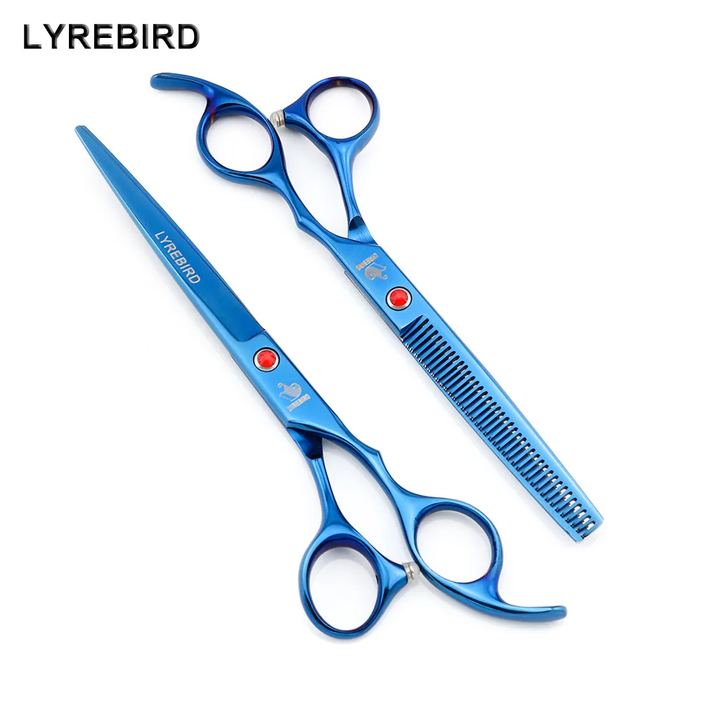 Hair scissors 7 INCH Cutting scissors Thinning shears 6.5 INCH LYREBIRD Blue Dog Grooming scissors NEW