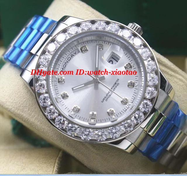 Роскошные часы мужские 18kt белого золота больше алмазов автоматический модный бренд мужские часы Наручные часы