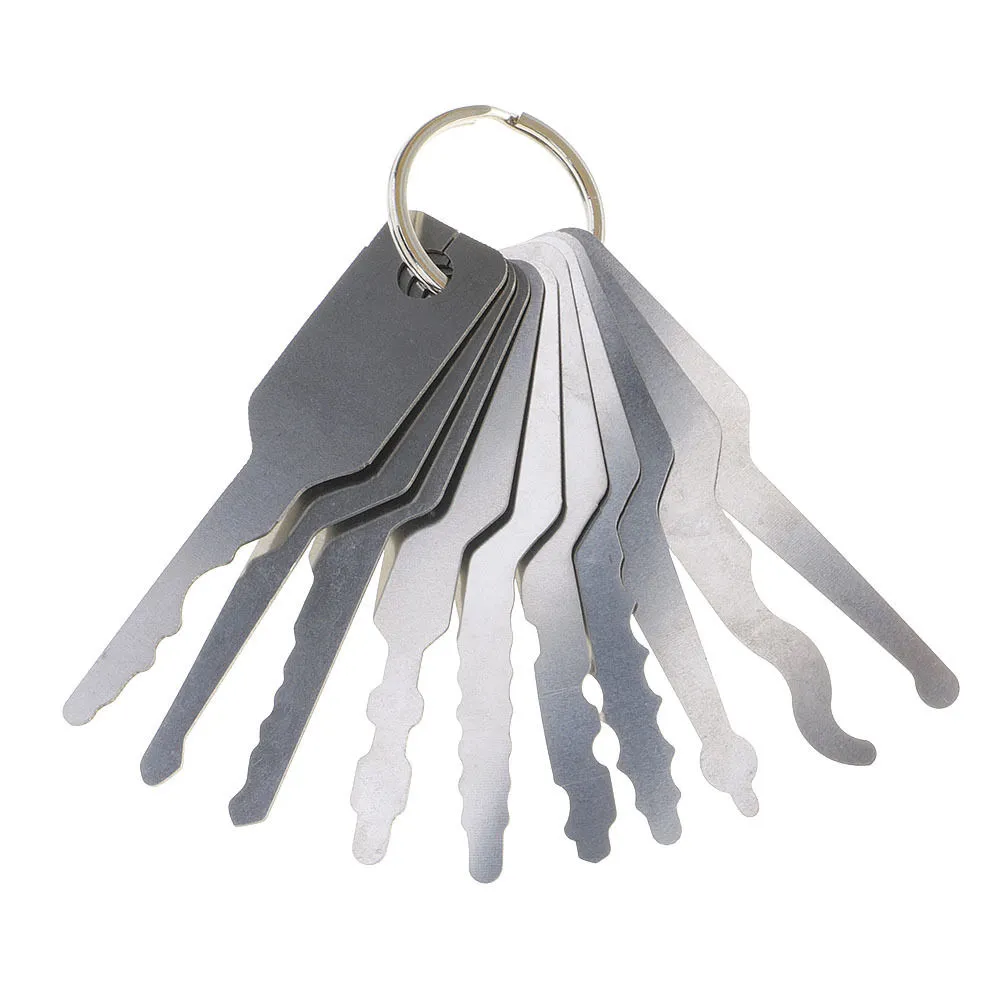 10st Jiggler Keys Lock Pick Set för dubbelsidig lås Pick Tools billås Öppningsverktygssats Auto Locksmith Tool4461375