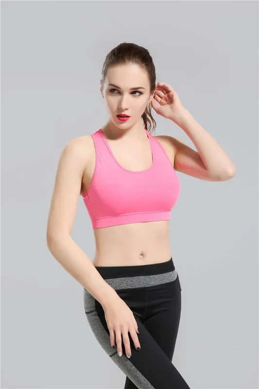 2017 Hot New Arrivals Pink Yoga Biustonosz Moda Szybka Sucha Sportowa Damskie Topy Fitness Yoga Sports Biustonosz Biustonosz Siłownia Odzież Free Drop Shipping Lymmia