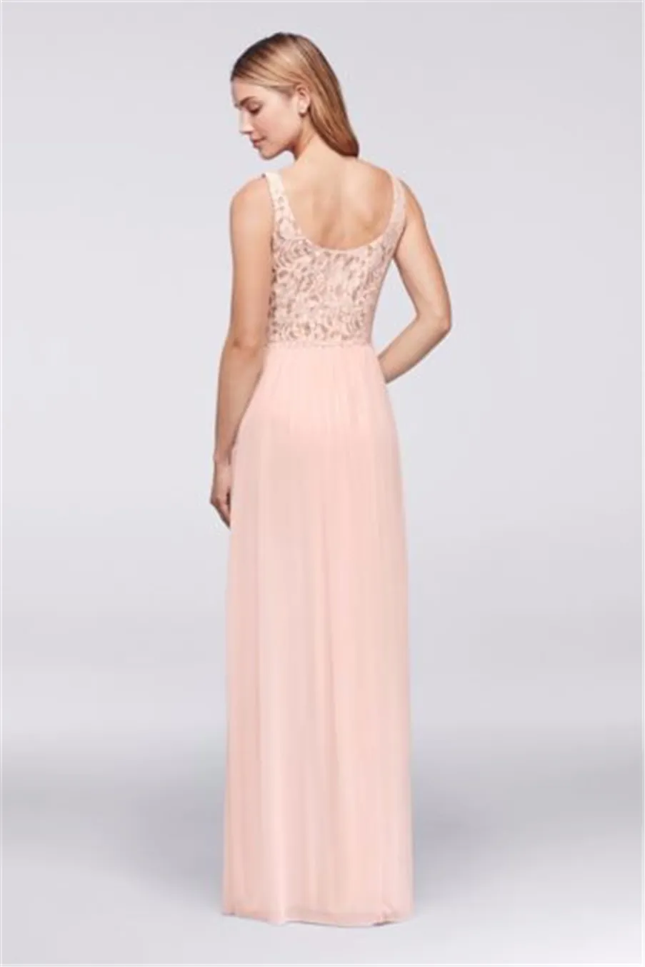 NEW! Illusion Front Slit V-Neck Lace and Chiffon Bridesmaid Dress W11104 Wedding Party Evening Formal Gowns