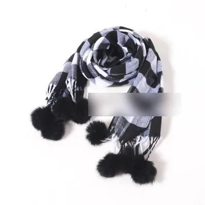 Hot sale Fashion Scarf Classical Girls Winter Scarf Plaid new cotton Ball Tassels Children Scarves Kids Toddler Scarf Children Wear A7553