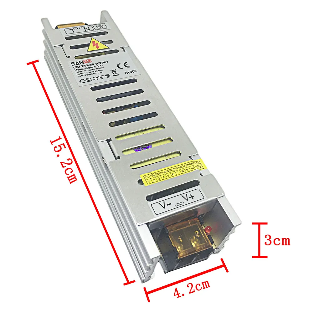 1 stks 60W LED-drivercircuit LED-voeding DC12V-schakelaar voeding AC naar DC LED-verlichting Transformator ultra dunne aluminium shell driver