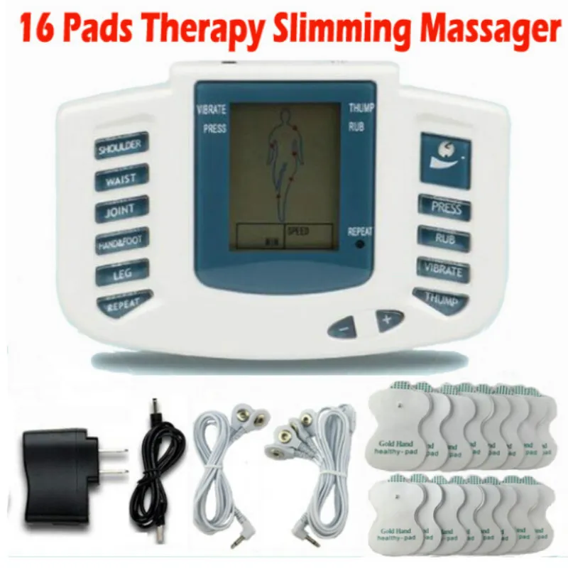 Elektrischer Stimulator, Ganzkörper-Entspannungs-Muskel-Therapie-Massagegerät, Massage-Puls-Zehner-Akupunktur-Gesundheitspflegegerät, 16 Pads