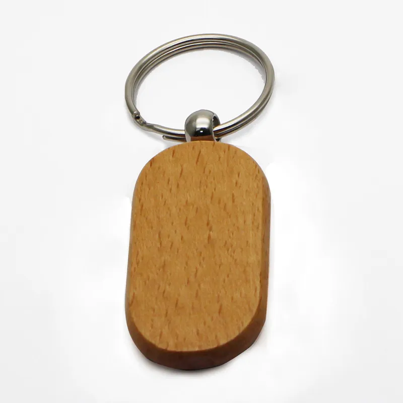 Blank Keychain Rektangel Beech Wood Key Ring Stor Storlek Nyckel Kedja Anpassad personlig present favoriserar # kw01dc drop shipping