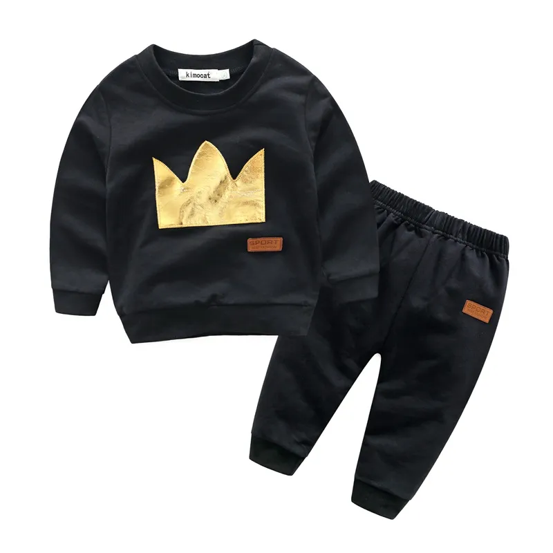 2017 bambini ragazzi corona d'oro vestiti bambino 2 pezzi abbigliamento bambino set primavera bambini maglione pantaloni vestito per 70-95