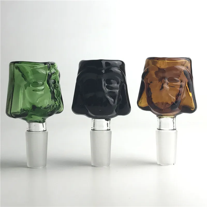Färgglada 14 mm glasskålar med grön svart brunfärgad skål för bongar Tjocka Pyrex-glasvattenrör för glasbongar Oljeriggar