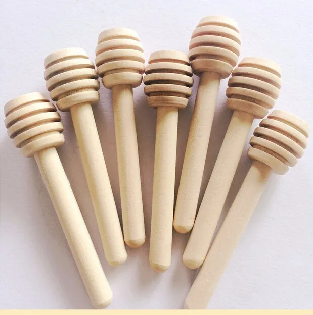 8cm long Mini Wooden Honey Stick Dipper Party Supply Wood Honey Spoon Stick for Honey Jar Stick XB1