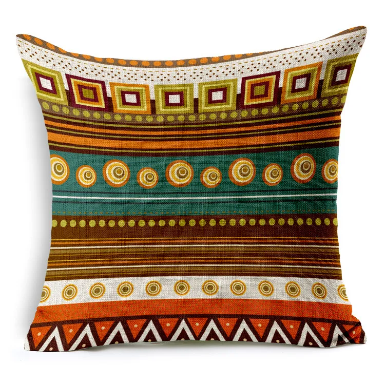 Folk Style Bohemia Cushion Cover Sofa Decorative Throw Pillowcase Fundas Cojines Vintage Linen Cotton Stripes Pillow Cover