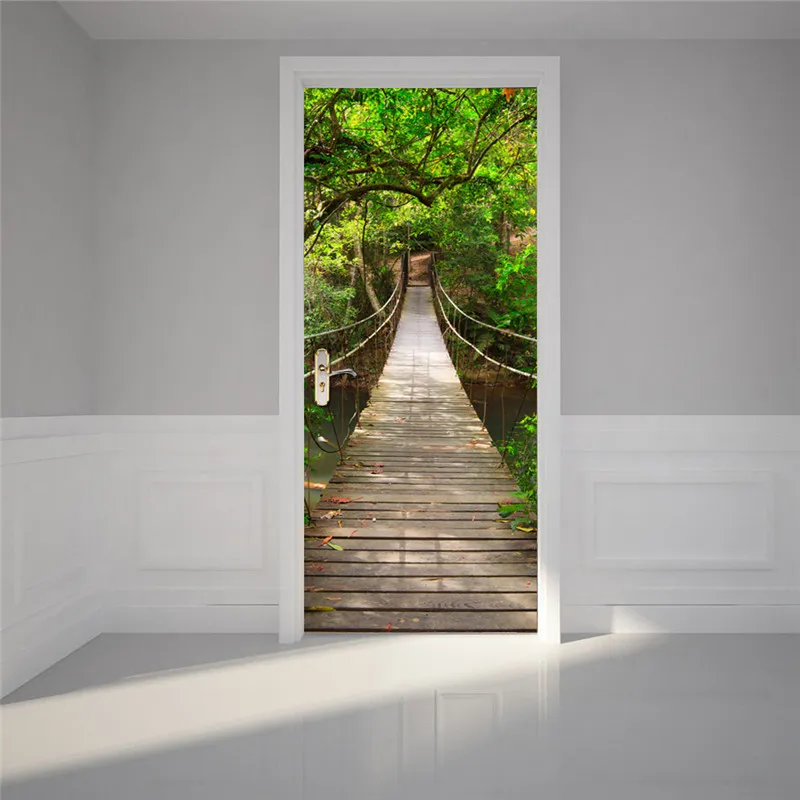 77 * 200 cm creative 3D suspensão ponte adesivos de parede DIY mural quarto vinil porta Removível poster home decor