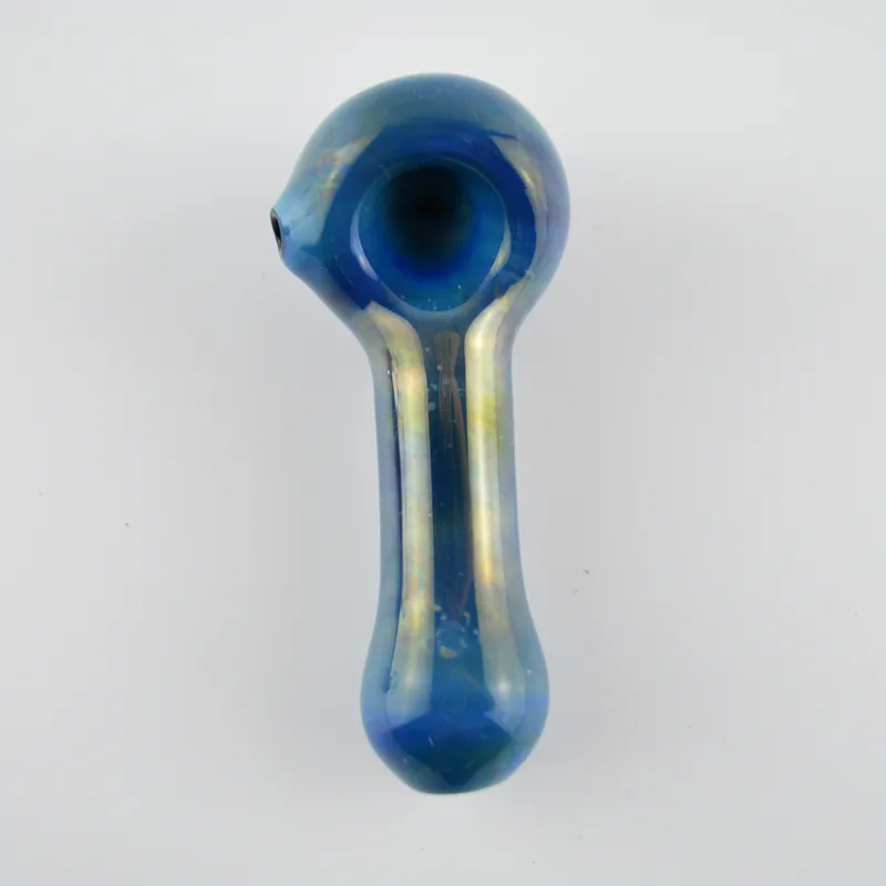 Pipes en verre de brûleur à mazout de cuillère d'arc-en-ciel 4 "pouces bleu Swril Bowl main tabac fumant la pipe en verre de haute qualité élégante pipe de papa Coroled