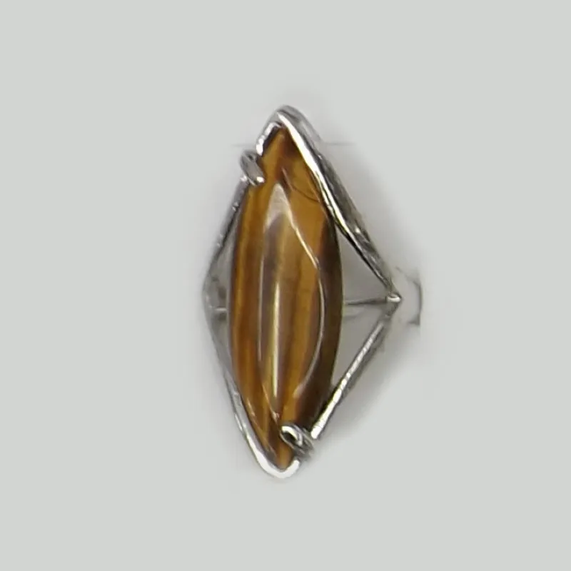 50stSilver Tone Big Natural Tiger's Eye Stone Rings for Men Mixed Design gratis frakt