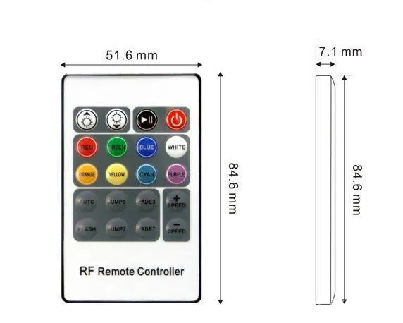 Remote RF de haute qualité DC12V24V 12A 180W 20 Remote clé pour RVB SMD 5050 3528 Contrôleur de bande LED5434263