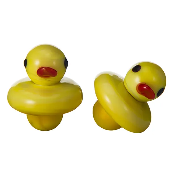 Tampa de carburador de pato amarelo de vidro fumaça UFO Tampas sólidas Cúpula colorida para cachimbos de água, plataformas de petróleo dab, banger de quartzo