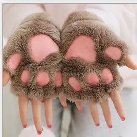 Halloween Christmas stage perform prop Cosplay cat bear Paw Claw Glove party favors Winter Cute High quality woman cartoon cat gloves