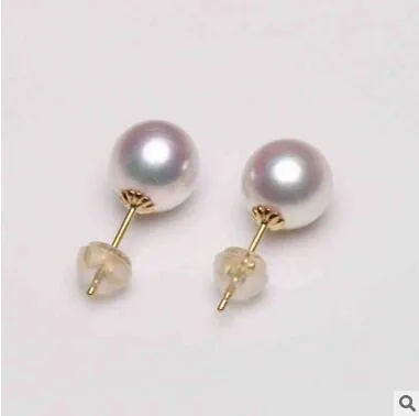 Giappone Akoya Sea naturale orecchini di perle di alta qualità 8-8,5 mm Palo rotondo positivo