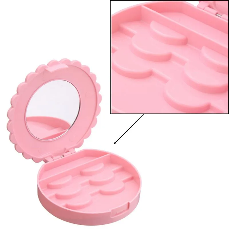 New Flower Lovely False Eyelash Storage Box Makeup Cosmetic With Mirror Case Organizer Bownot Beauty Comestics Tool Plastic LZ0232