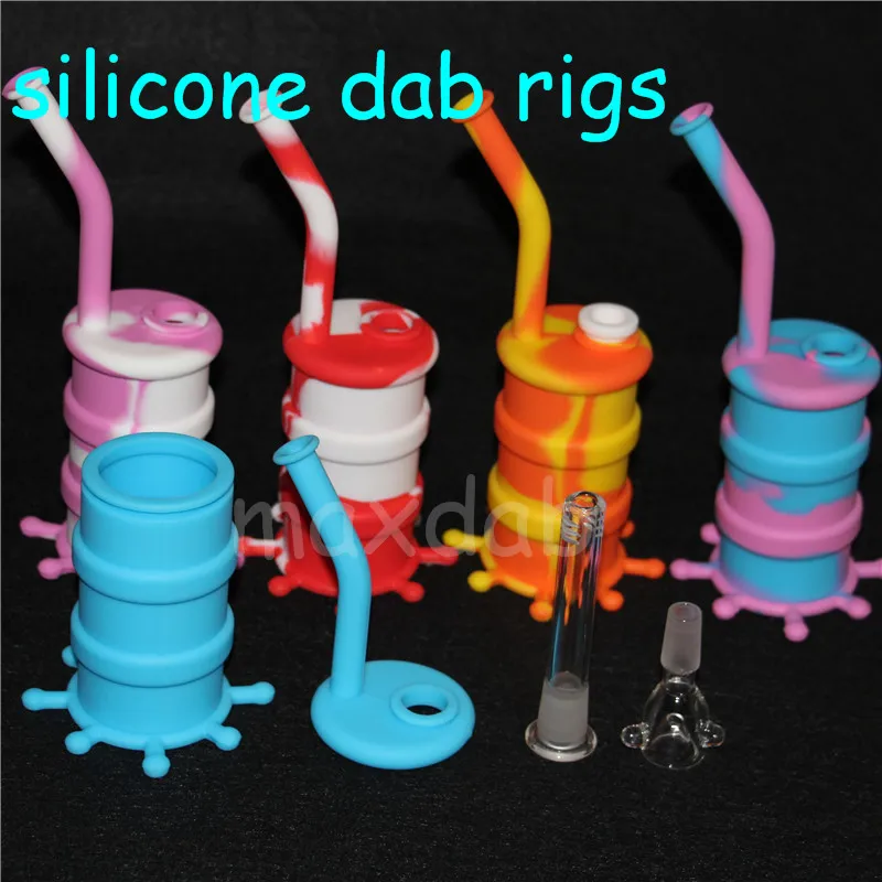 Narghilè Tubi dell'acqua in silicio Giunti Bong in vetro lunghi 14,4 mm Rig a barile in silicone colorato DHL