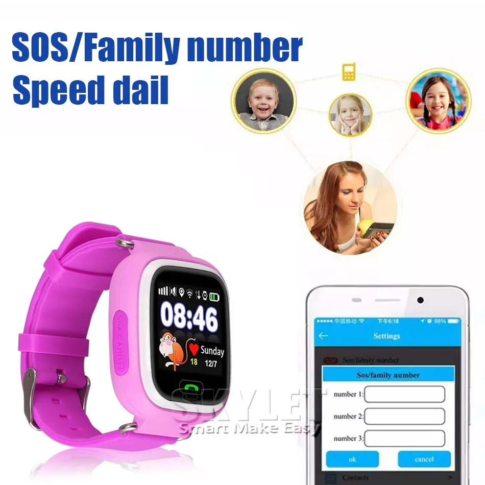 Q90 Bluetooth GPS Tracking Smart Watch Ekran dotykowy z WiFi LBS dla Androida SOS Call Anti Lost Smartphone Wearable Urządzenie w pudełku