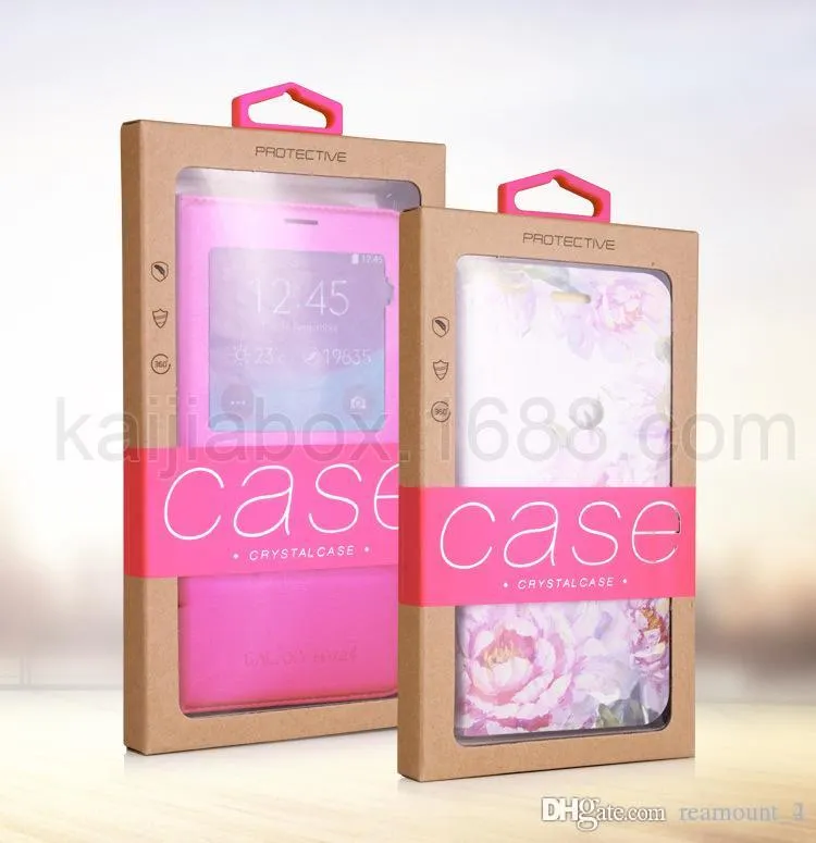 Scatola di carta Kraft imballaggio al dettaglio in PVC LOGO personalizzato all'ingrosso di alta classe con adesivo iPhone 7 7 plus Cover posteriore telefono