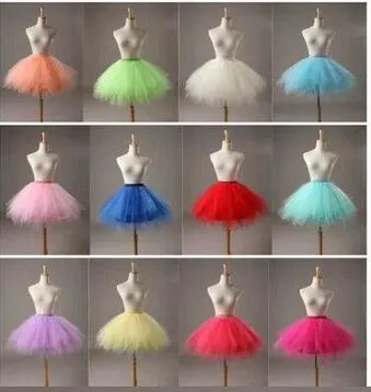 Bonbons multicolore ligne tutu demi-longueur robe de bal jupe pour les filles robe de mariée studio jupe petite jupe, 15colors