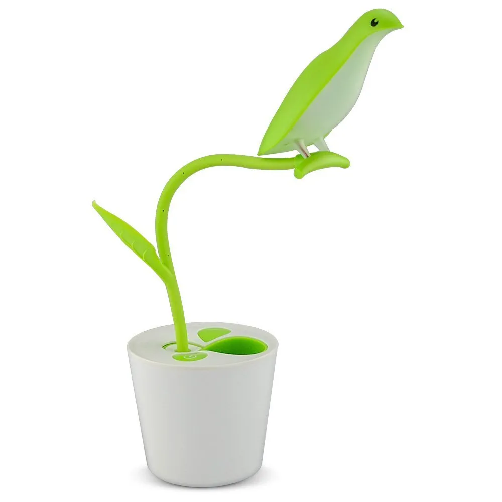 LED -bordslampor Creative Lovely Bird Novelty presentdisklampor Dimbar 360 graders justering med USB DC5V 500mA Litiumbatteri