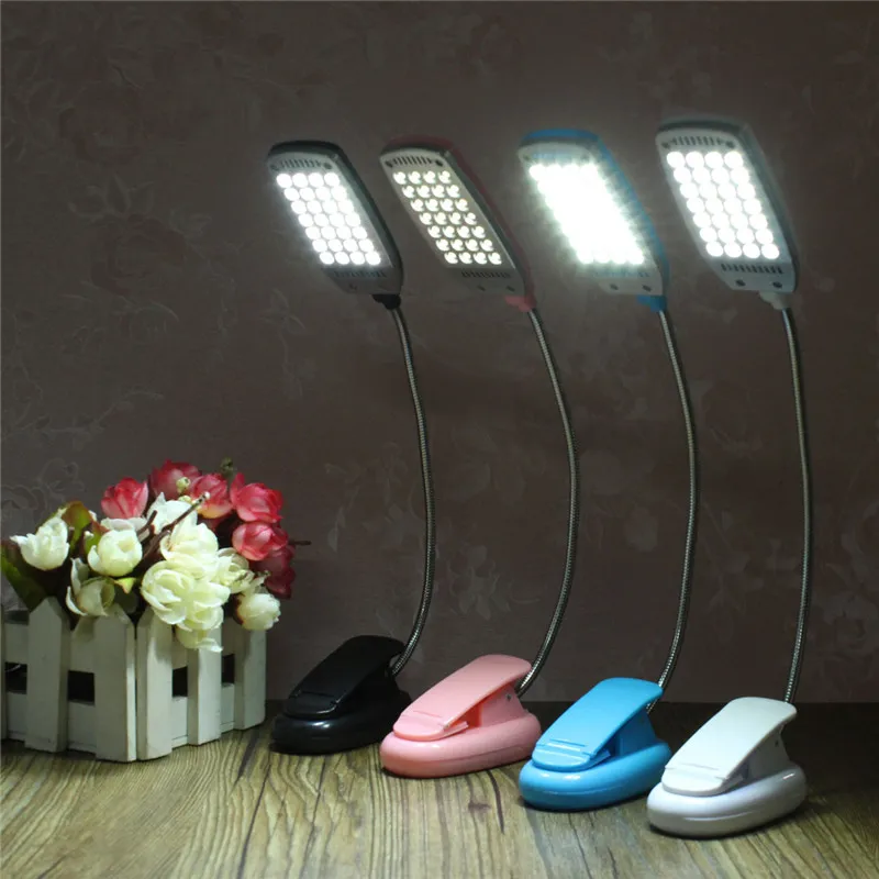 Elastyczne 28 LED Przenośne regulowane Mini Studium Reading Light USB Bateria USB Clip-On Pressture Desk Stół Łóżko Lampa komputerowa