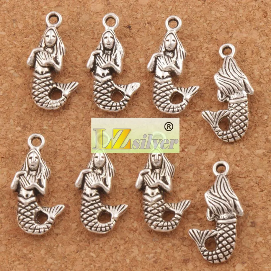 Antieke zilveren zeemeermin charmes hangers sieraden DIY 100 stks / partij L164 22.4x10.3mm sieraden bevindingen componenten heet verkopen