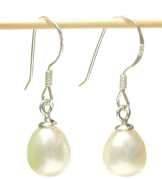 10pairs/lot Fashion White Pearl Earrings Silver Hook Dangle Chandelier For Gift Craft Jewelry Earring C0