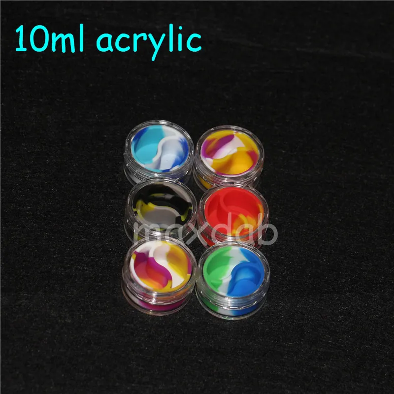 Clear plastic acrylic e liquid case holder box 10ml mini bho silicon jars dab wax vaporizer oil container silicone jar2378896