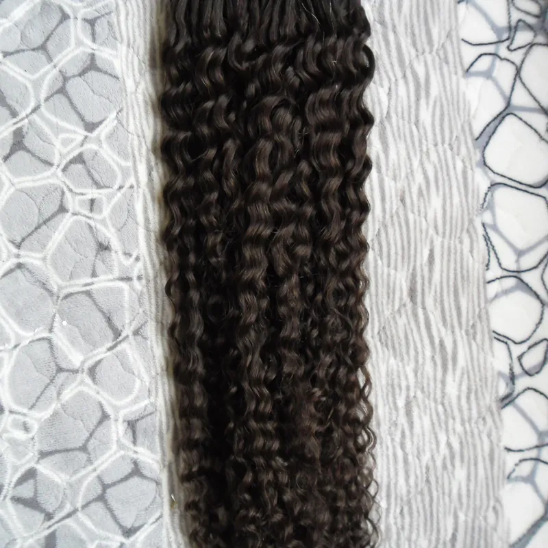 ブラジルのバージンヘアマイクロループの人間の毛髪伸縮100gの変態巻き毛マイクロループの毛延ばすマイクロリング