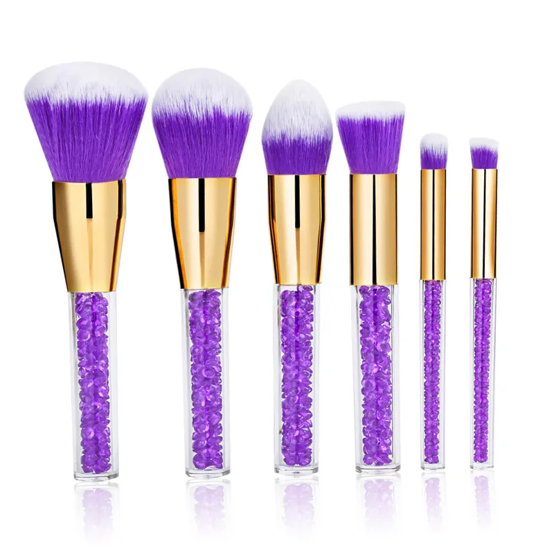 6 SZTUK Akrylowe Kryształ Makijaż Szczotki Zestaw Diament Szczotki Proszek Cienia Krem Eyeshadow Blush Brush Cosmetic Makeup Brush Tool Kit DHL za darmo