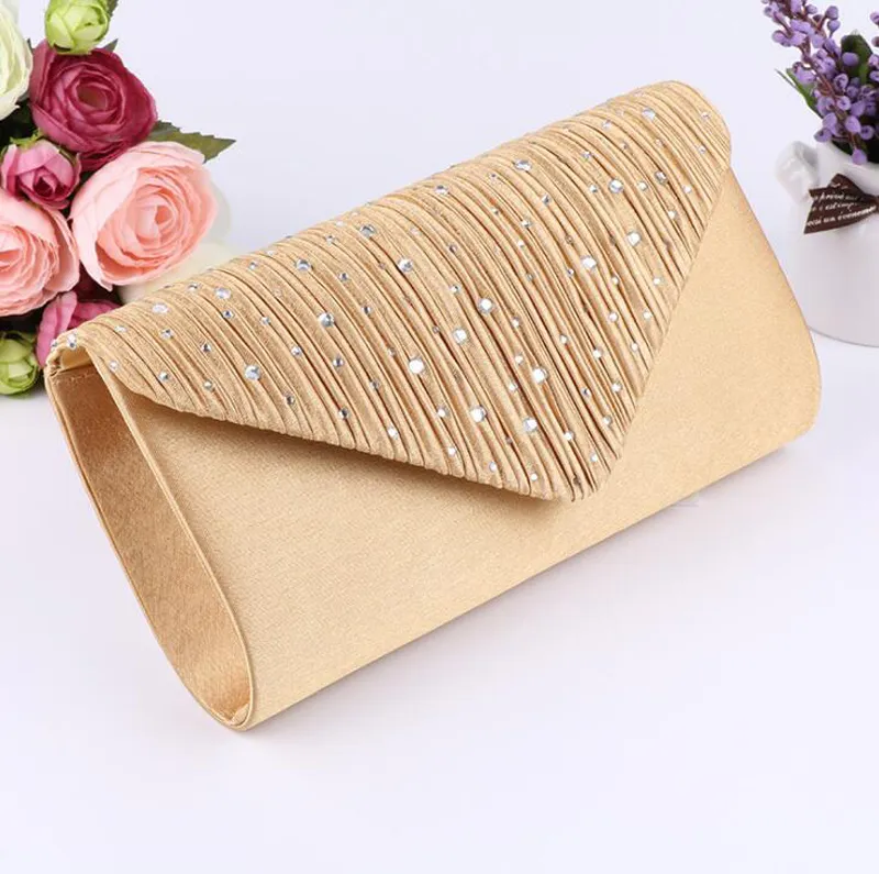Crystal Beaded Satin Evening Clutch For Women Affordable Bridal