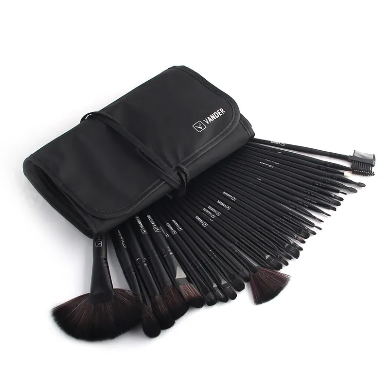 48hours Shipping, 32pcsset Black Profeesional Makeup Pinsel Face Lip Foundation Powder Cosmetic Make-up Kit + Pouch Bag (40)