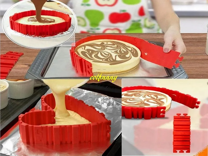 /lotto 4 PzFAI DA TE Magia Del Silicone Bakeware Quadrato Rotondo a Forma di Cuore Torta di Cottura Della Muffa Cuocere Serpente di Cottura Della Pasticceria strumenti