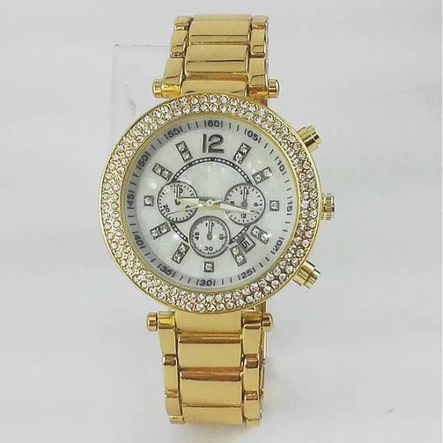 M marchio diamante movimento giapponese polso al quarzo acciaio inossidabile oro Relojes Business moda uomo donna argento dorato di alta qualità wris266r