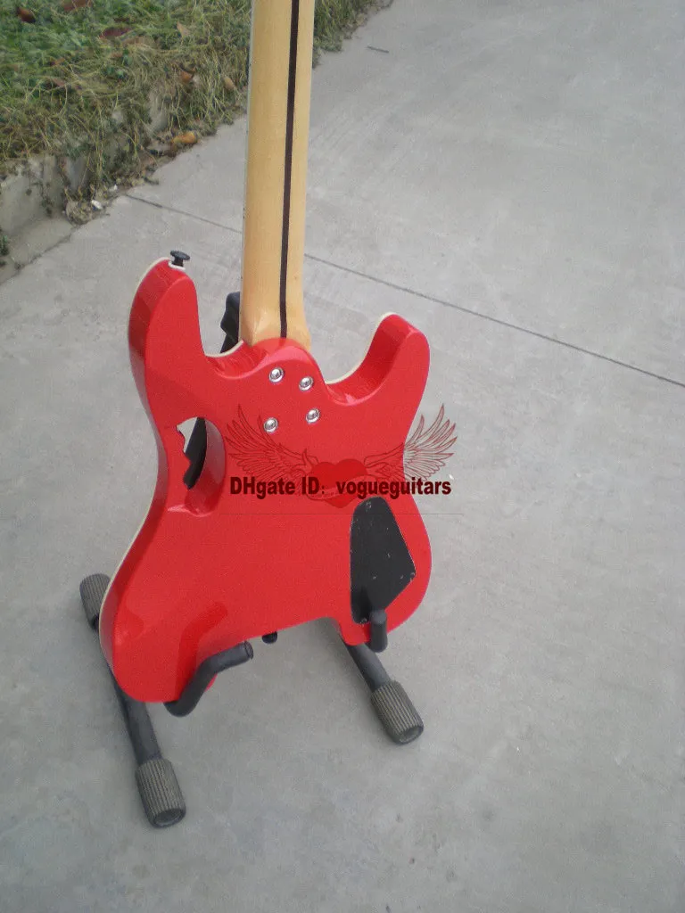 Gros guitares personnalisé rouge gaucher sans tête rouge guitare électrique, livraison gratuite