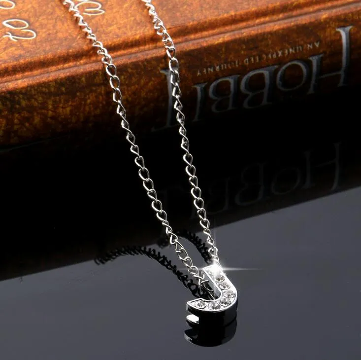 vente nouvel alliage diamant inscription ornements A-Z simple 26-lettre collier femme WFN004 avec chaîne mélanger l'ordre 20 pièces beaucoup