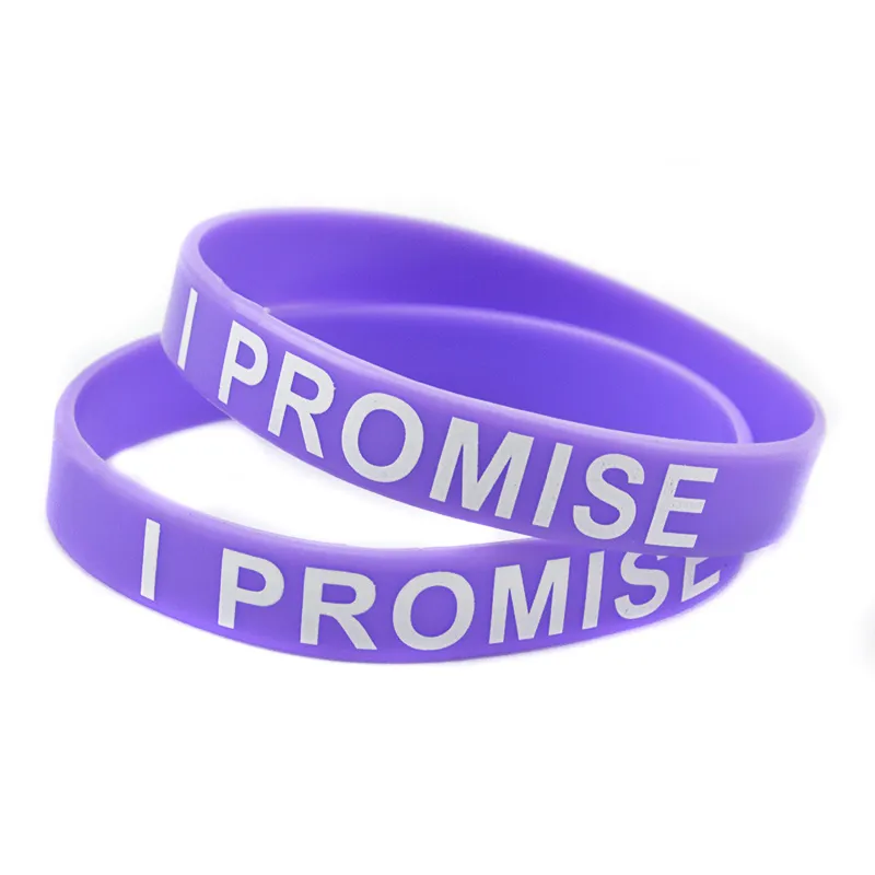 I PROMISE Silicone Bracelet For Sport or Cancer Printed Motivational Slogan Adult Size 